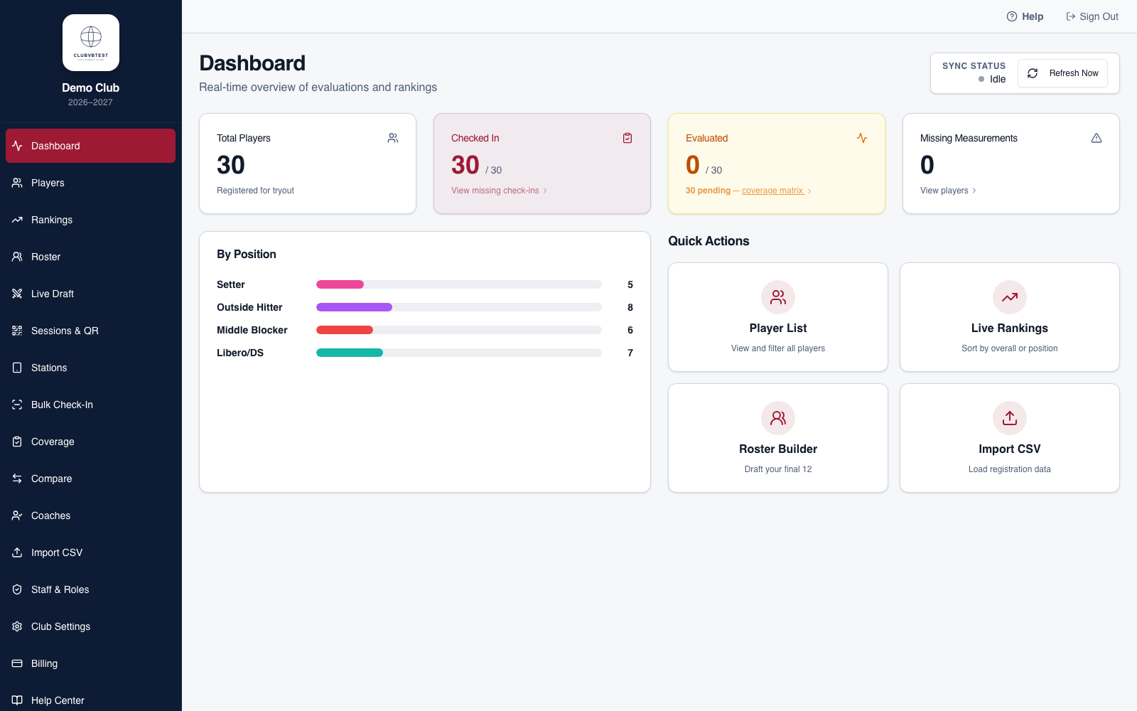 TryoutDesk Dashboard